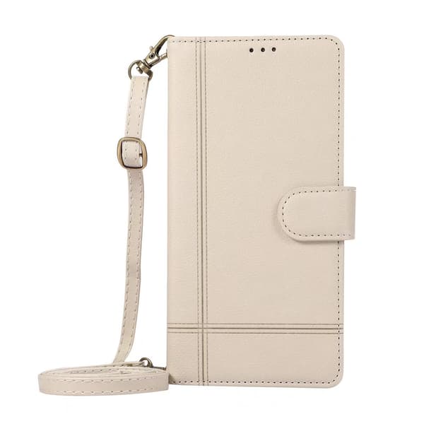 Etui til iPhone 14 Pro Max, hvit crossbody solid multi-kort mote lommebok multi-funksjonskort