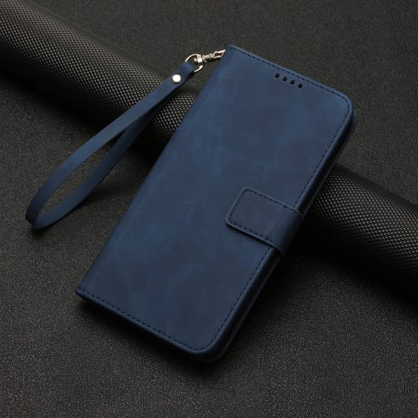 Fodral för iPhone 13 Pro Max blått solid kortfack flip läderställ plånbok