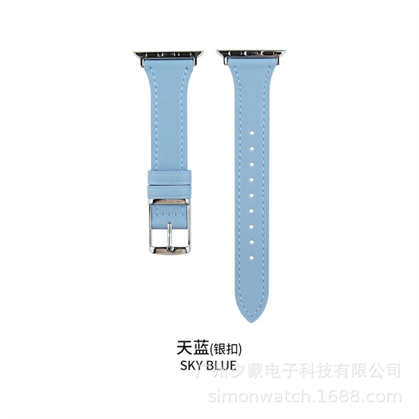 Kellon ranneke Apple Watch iWatch 42mm 10. sukupolvi, taivaansininen hopeasolki