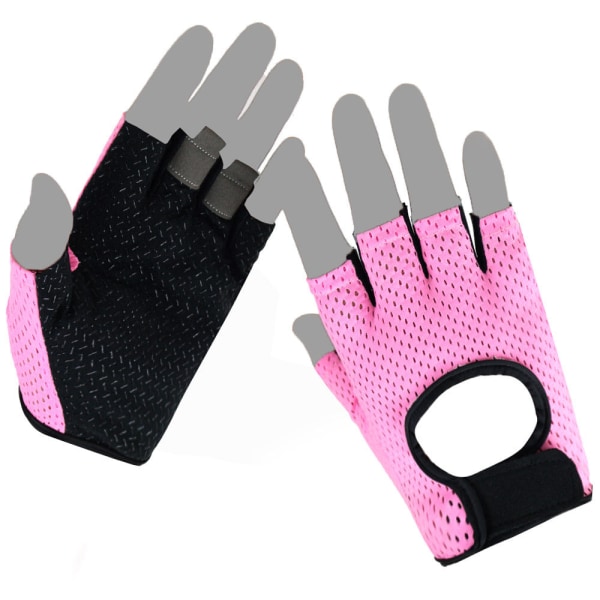 Kvinnor Män Cykelhandskar Fitness Yogautrustning Träning Anti-Cocoon Anti-Slip Pink L