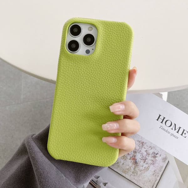 Etui for iPhone 16e Apple Green Lychee Tekstur Lærfølelse