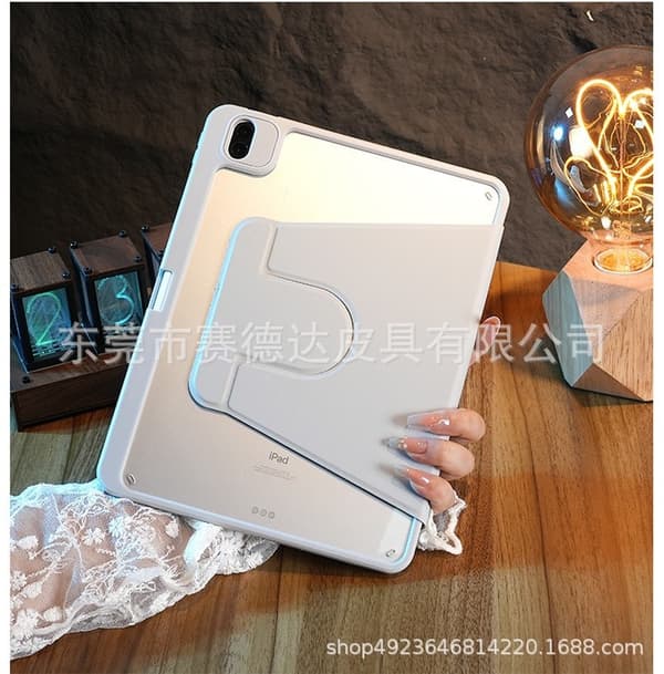 Stilfuldt etui til iPad 10.2\" 7/8/9. grå version roterende transparent