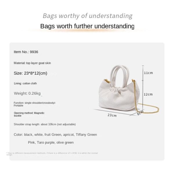 Dam Handväska Cloud Bag Premium fårskinn Plisserad bärbar White
