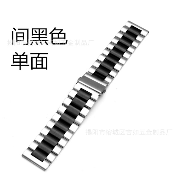 Urrem til Apple Watch iWatch 22 bredde 38/40/41 tre perler massiv sølv sort enkeltsidet