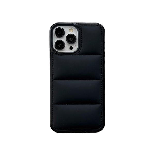 Etui til iPhone16PROMAX Stor hul bomuldsfyldt dunjakke ren sort trendy mærke bagside bomuld