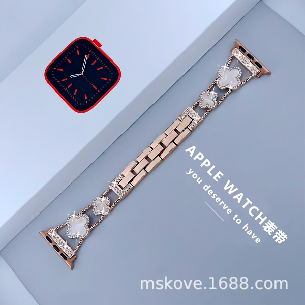 Klockarmband för Apple Watch iWatch 42/44/45mm -9 generationer Roséguld + färgglatt skal