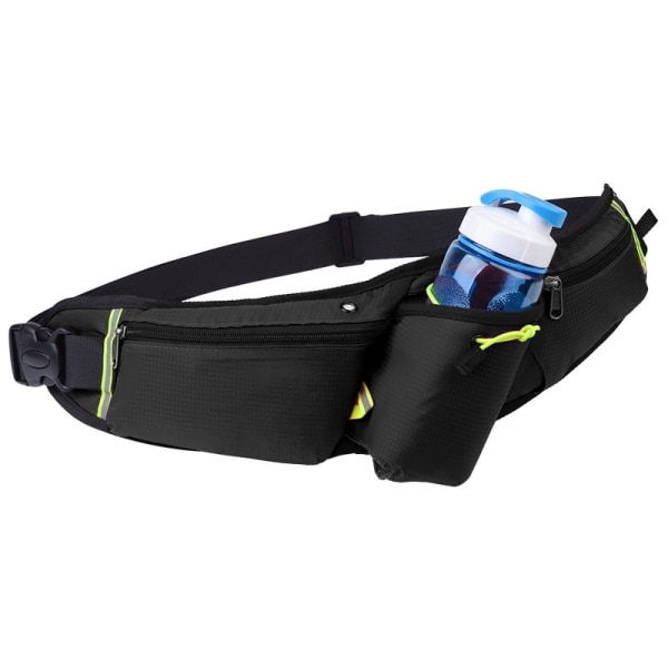 Fanny Pack Løpebelte Midjeveske Organizer Vannflaske Outdoor Multifunksjonell Black 6-inch