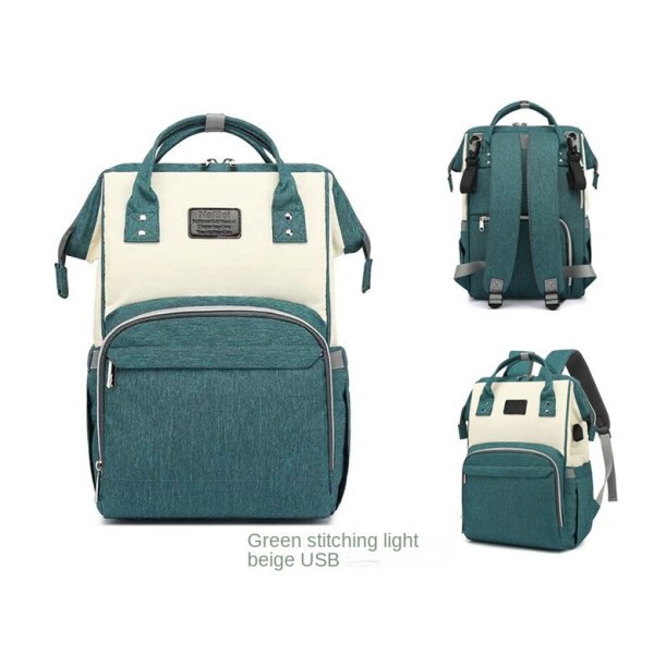 Pusletasker Mommy Bag Fashion Fashionmonger Multifunktionel rygsæk med stor kapacitet Oxford Cloth green beige