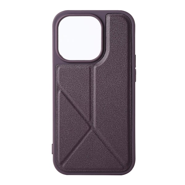 Fodral för iPhone15pro lila stativ läder yttre skrivbord
