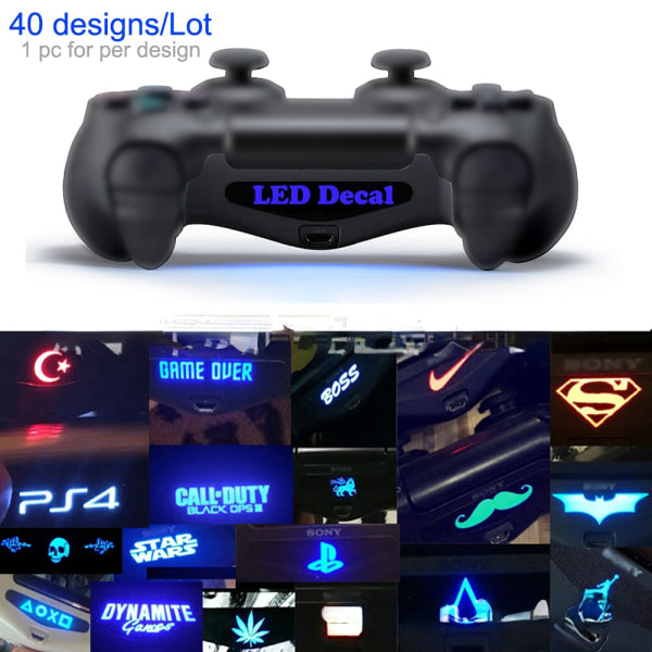 För PS4 40-i-ett ljusklistermärke Led-klistermärke PS4 Pro Slim Luminous Strip-dekal