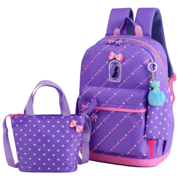 Menn Ryggsekk Skulderveske Tredelt ryggsekk Primary School Student Bue Purple