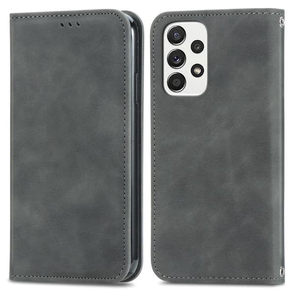 Etui til Samsung S25 Ultra grått lær flip business solid magnetisk