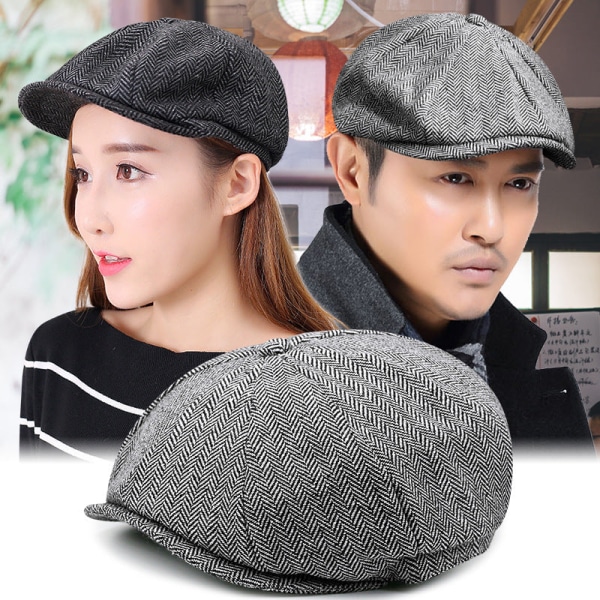 Barettihattu 2022 syksyinen talvi lämmin villainen isokokoinen casual muoti cap Woolen black Gray M(56-58CM)