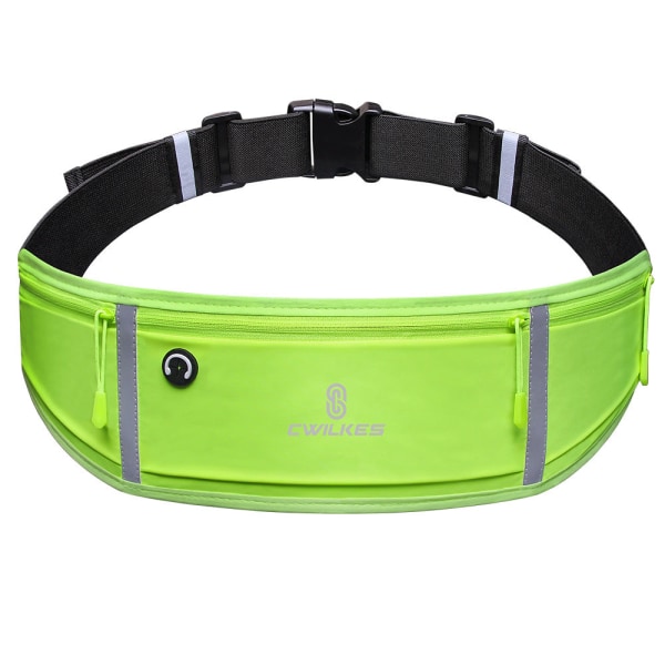 Fanny Pack Løpebelte Midjeveske Organizer Nylon Tre-lomme Sports NO.29 Fluorescent Green 7 inches