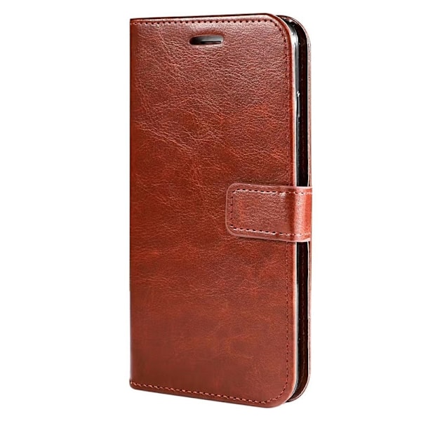 Etui til iPhone 13 Mini Brun Crazy Horse Lær Etui Rektangulær Spenne Crazy Solid Farge