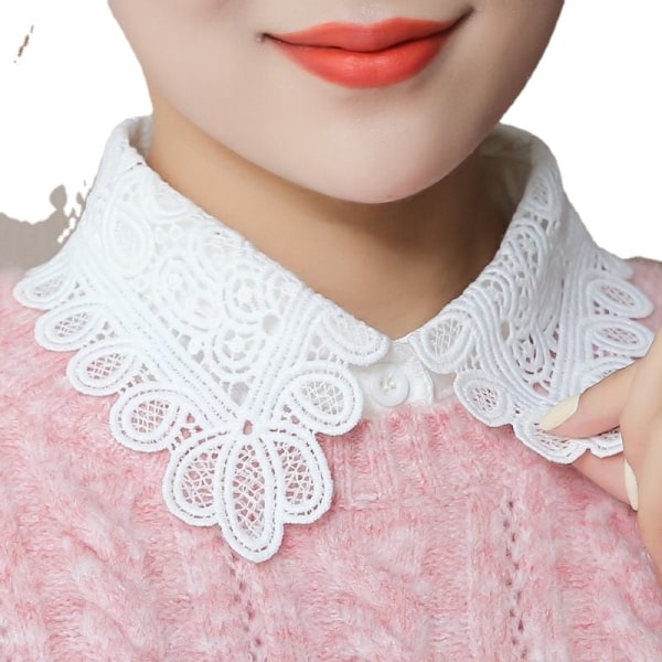 Naisten tyttöjen tekokaulus Syksy ja Talvi Neule Korean Tyyli Paitapusero Valkoinen Black crocheted style