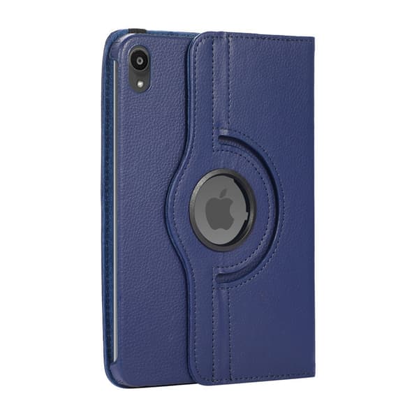 Stilfuldt etui til iPad mini 4/5 mørkeblå lychee tekstur roterende læder Dark Blue