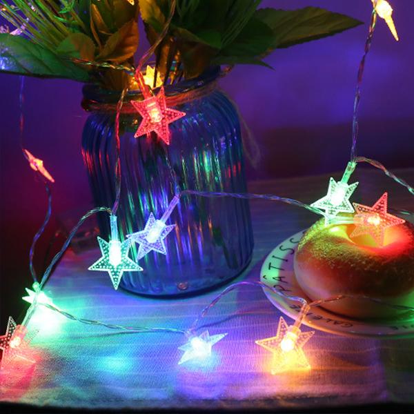 Star Light String Twinkle Guirlands batteridrevet lampe til julenytårsjuledekorationer MultiColor 6M