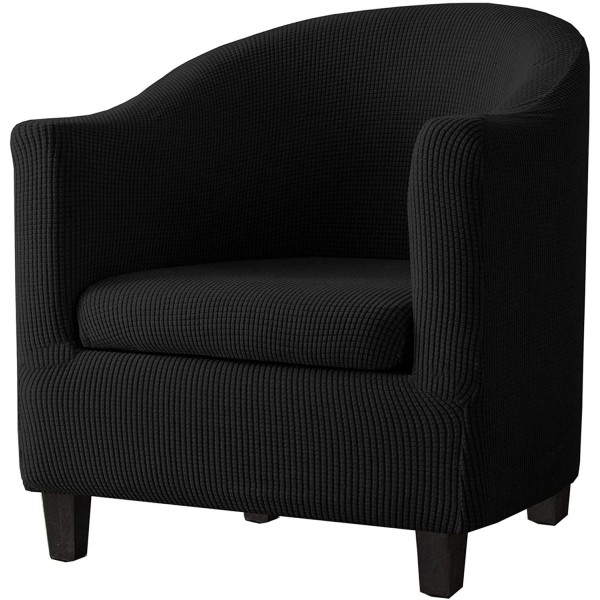 Stoltrekk ensfarget ananas rutete halvsirkel delt sofatrekk 2-delt sett All-inclusive elastikk Black 2-piece split sofa set