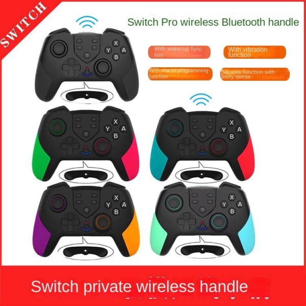 Til Switchpro Wireless Blue-Tooth Game Handle Macro Programmering Funktionelle Strips Wake-up Green Pink