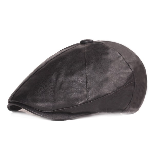 Beret lue skinn åttekantet lue dame skinn lue vinter basker internett kjendis live lue Kunstnerisk ungdom mote lue Black Adjustable