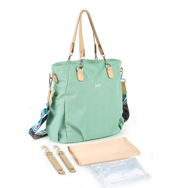 Vaippalaukut Mommy Bag Fashion One Shoulder Crossbody Vedenpitävä Nylon Suuri kapasiteetti Mint Green L