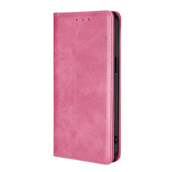 Fodral för iPhone 14 Plus Rosa Prick Enkelt Skyddande Kortplats Läder