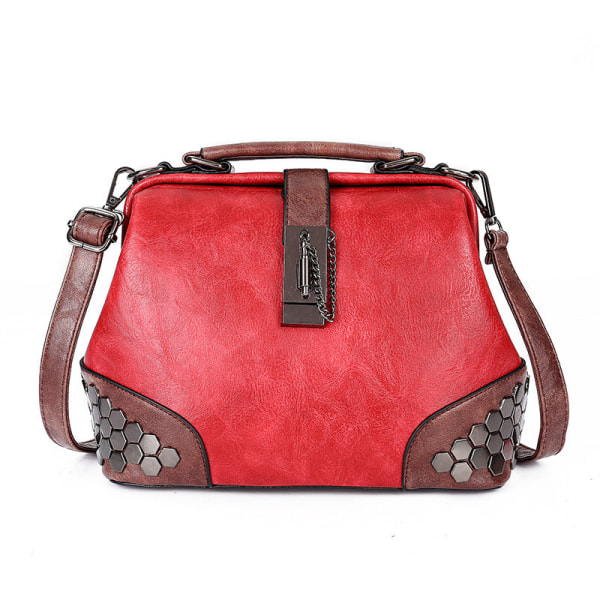 Naisten naisten käsilaukku Lukko Olkaniittilaukku Kannettava Messenger Bag Red