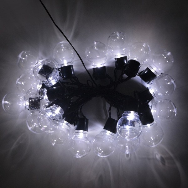 5m 20pærer Led Globe Fairy Light String Christmas Garland Street Bryllup Pære String Lampe Udendørs til Fest Ferie Have Patio white clear bulbs 5M 20 Bulbs