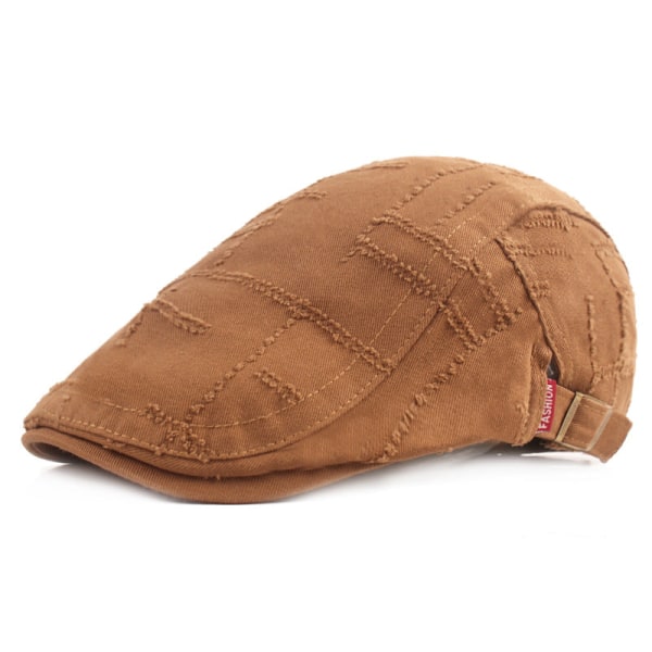 Beret Hat Men Women Distressed Beret Vintage Hat Artistic Youth Advance Hats Internet Celebrity Peaked Cap Brown Adjustable