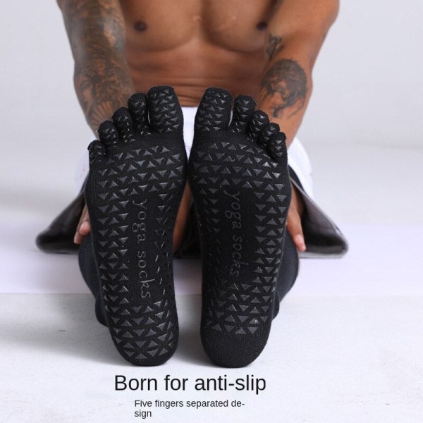 1 par mid-calf toe sokker mandlige silikone skridsikre sportsfodbold basketball bomuldsstrømper Black Average Size