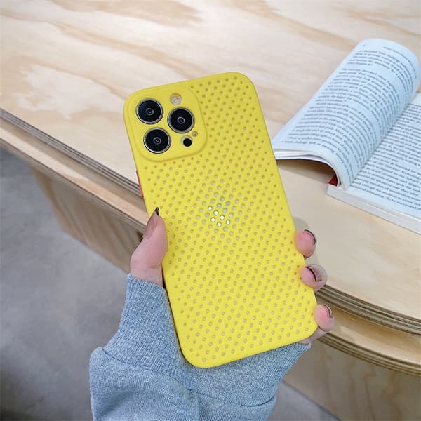 Fodral för iPhone 17 Pro Gul Mesh Silikon Värmeavledning