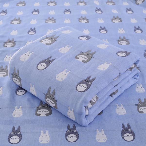 Babys badehåndklæde ren bomuld seks-lags børnetæpper Betræk Tæppe Gaze Badehåndklæde Quilt Totoro Blue 110×110cm