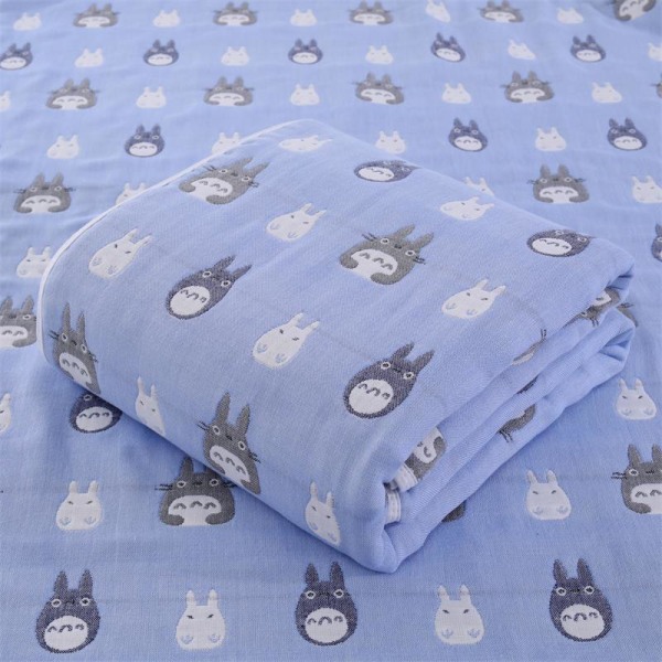 Babys badehåndkle ren bomull seks-lags barnedyner deksel teppe gasbind badehåndkle dyne Totoro Blue 110×110cm