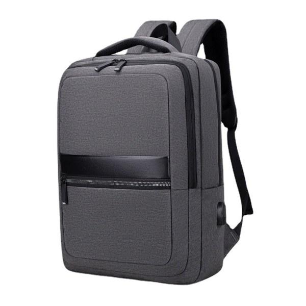 Rygsæk Business Casual Computertaske Stor Kapacitet USB Genopladelig Oxford Cloth Travel Gray