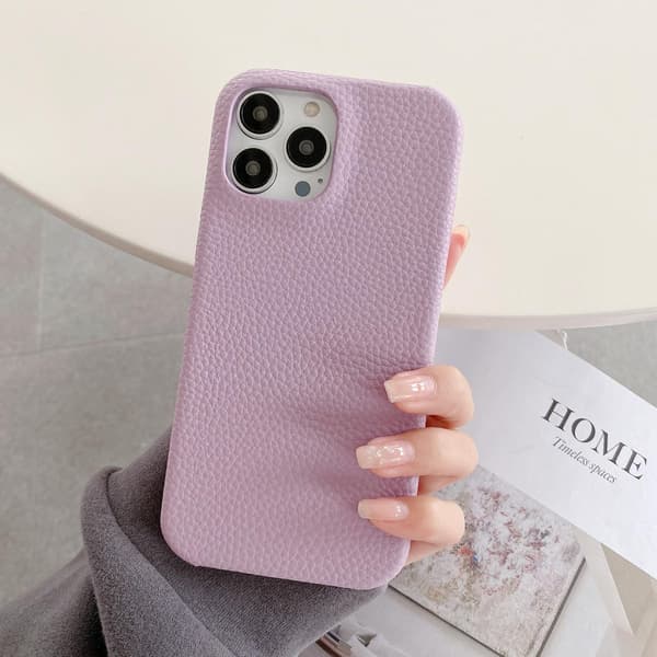 Fodral för iPhone15plus lila lychee läderkänsla