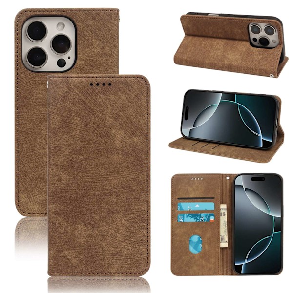 Etui til iPhone 14 Pro Max Brun Storm Reappears Magnetisk Læder