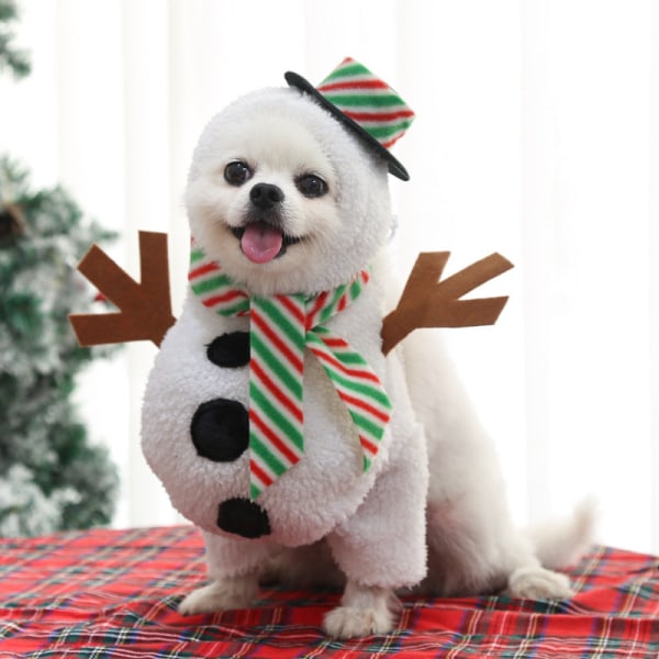 Kæledyrstøj Mellemstore og store hunde Jul efterår og vinter Stående snemand kæledyrskostume Standing white snowman s
