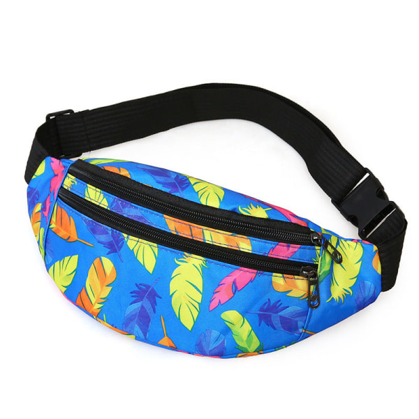 Fanny Pack Løpebelte Midjeveske Organizer Utendørs Fritid Utskrift Tettsittende Blue style one