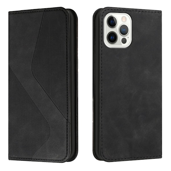 Etui til iPhone 13 Pro sort kortholder pung type magnetisk læder med hudfornemmelse
