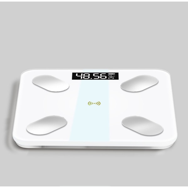 Kropsvægtsvægt Badeværelse rund hjørne Platform Digital smart opladning Elektronisk hjemmepræcision NO.2 White 26*26cm