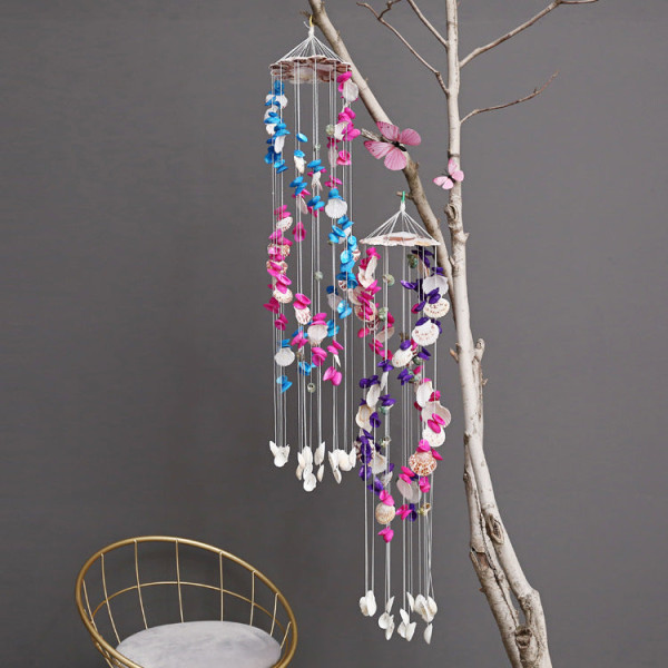 Wind Chimes Färgglada skal Utsökt japansk stil 19 dubbel drake vit färg