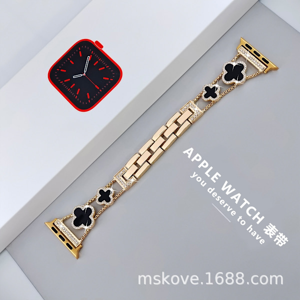 Urrem til Apple Watch iWatch 42/44/45mm - 9 generationer guld + obsidian