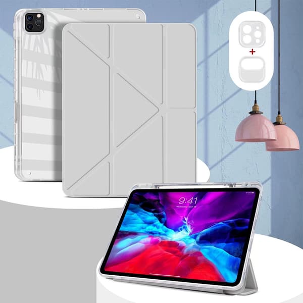 Etui til iPad 10.2\" 7/8/9 Grå Y fold høj transparens foldestrop