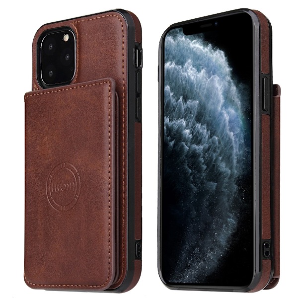 Fodral för iPhone 14Pro kaffe [CX magnetiskt plånboksfodral i läder] korthållare anti fall