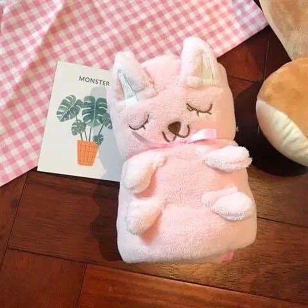 Flanellfilt Tupplur Filt Luftkonditionering Filt Liten filt Tunn enkel mantel Bärbar Pink Rabbit 100*170cm