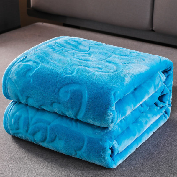 Coral Fleece pledd vinter fortykket flanell pledd pledd pledd dobbeltsidig pledd lur sengetøy Sky Blue 100*120cm