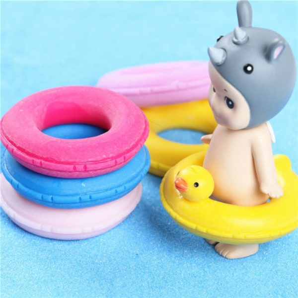 Miniatyrmøbler Leketøy Dukker Hus DIY dekorasjon Tilbehør Mini Duck Head Svømmering 1:12 Swimming ring