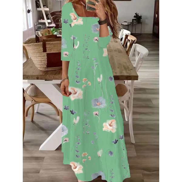 Fashionabla Elegant printed Klänning Lång Jumpsuit Cyan L