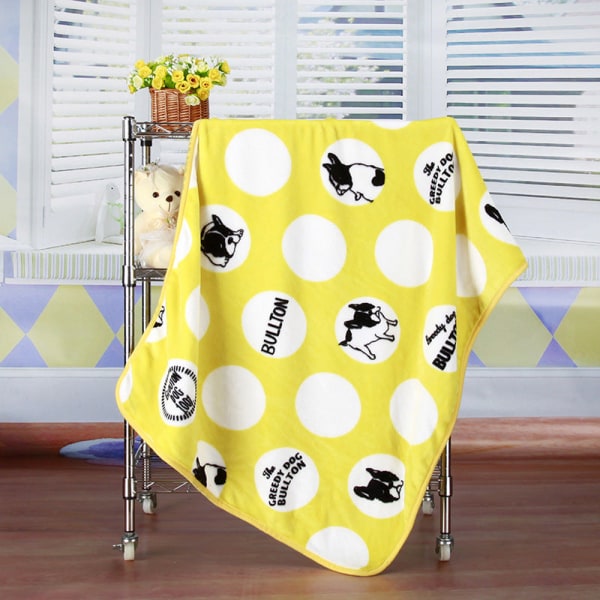 70 * 100 cm printed korallfleecefilt Cover Ben Luftkonditioneringsfilt dubbelsidig fleece Yellow